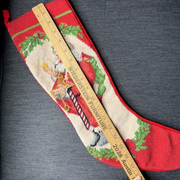 Vintage 1991 Imperial Elegance Needlepoint Christmas Stocking Santa Cotton Wool - Picture 6 of 7